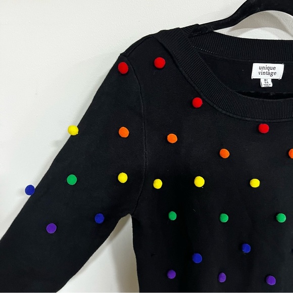 Unique Vintage Rainbow Pom Pom Sweater - Picture 4 of 12